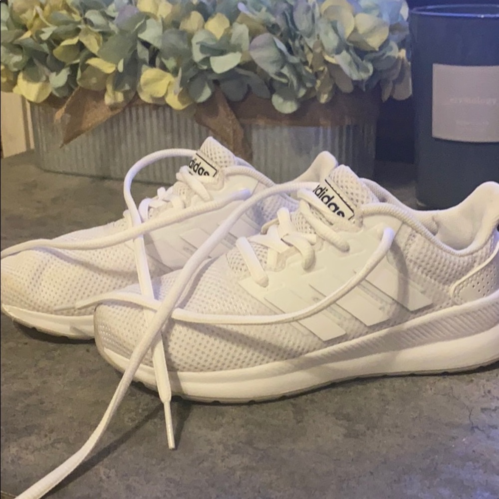 Boys size 13m white Adidas running shoes